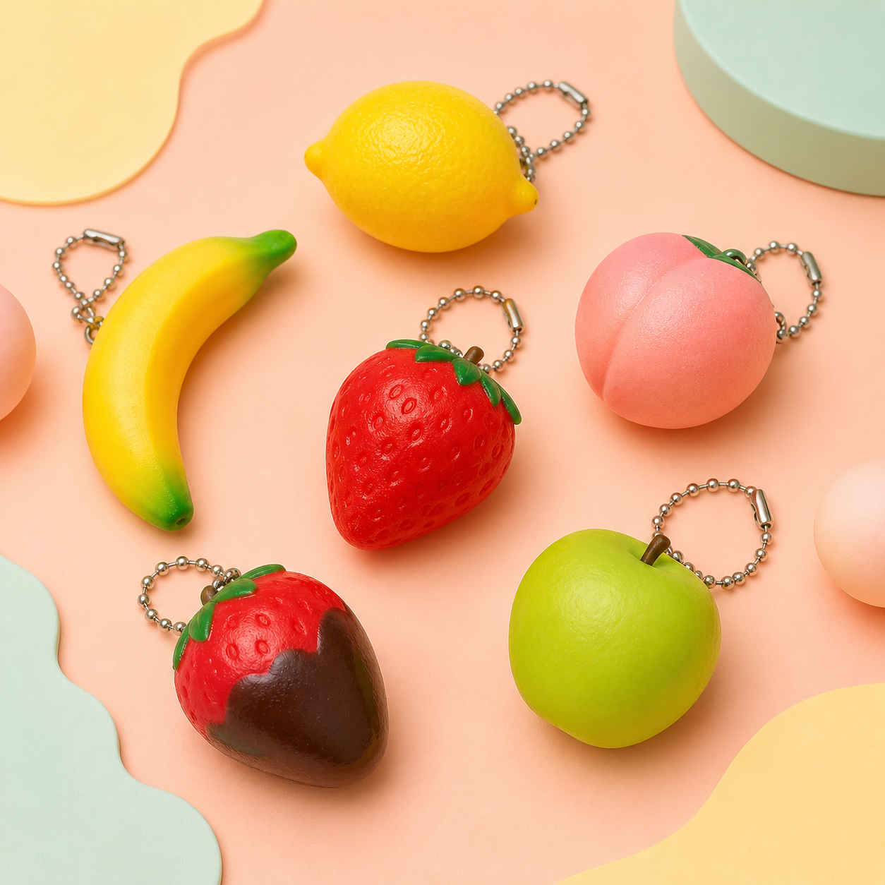 🔑🍓 คอลเลกชัน Mini Squishy Keychains